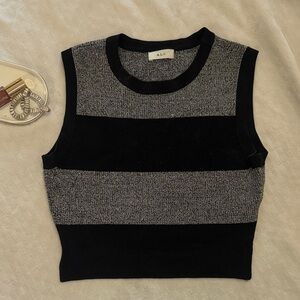 A.L.C. Black and Gray Striped Muscle Tee